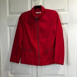Alexandra Daly Women's Red Collared Zip-Up Jacket Small Petite